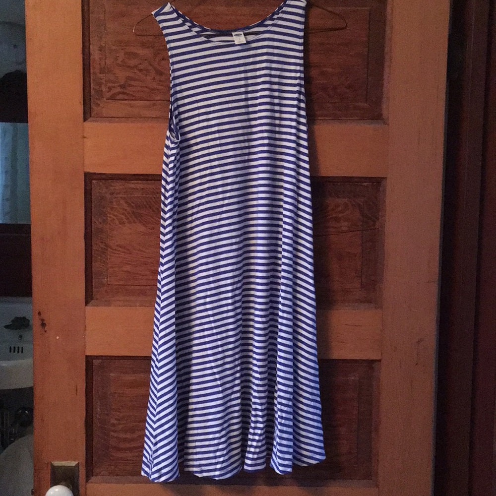 Blue & white striped sleeveless dress (NWOT)